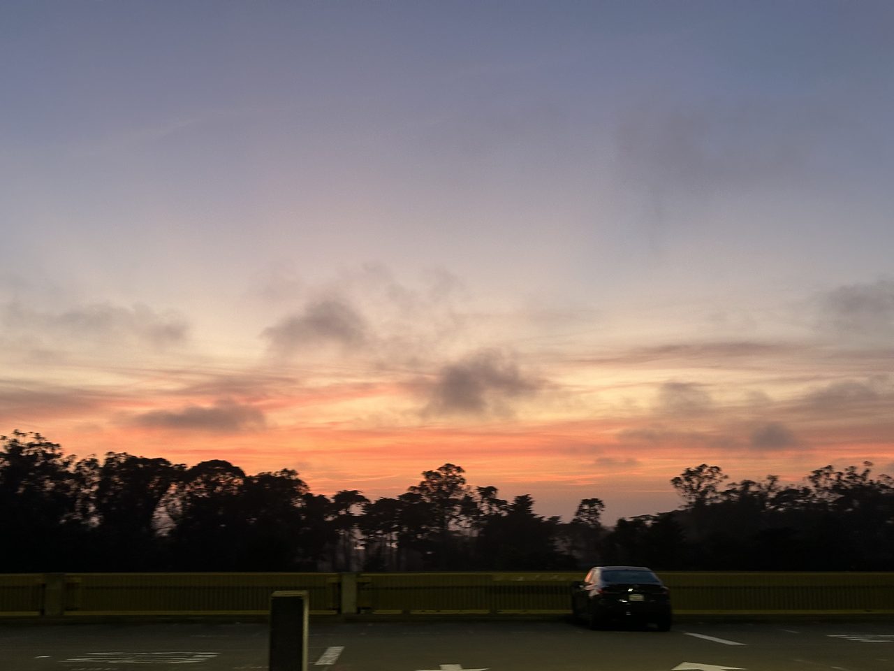 Top deck of the garage, which is the only reason to park up there.