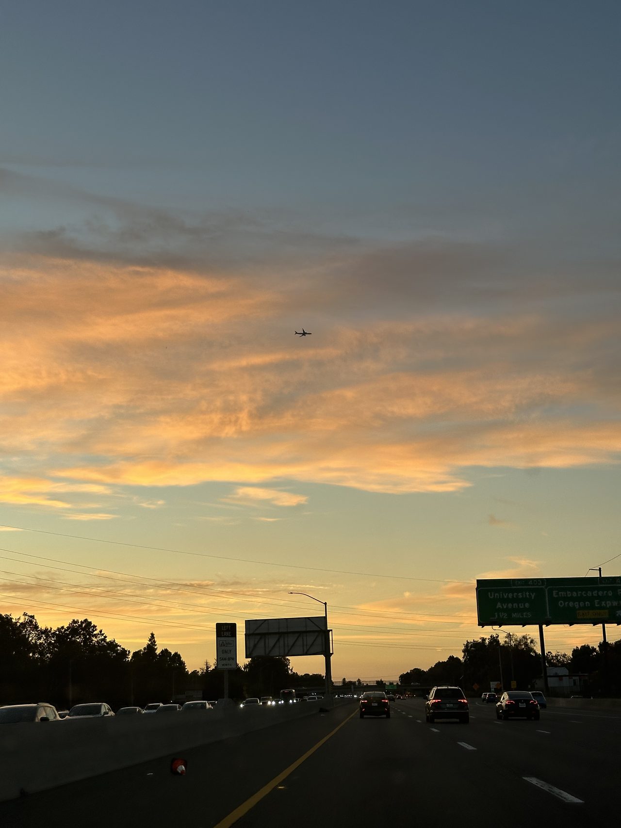 101 past University. Somebody's flight leaving without me.